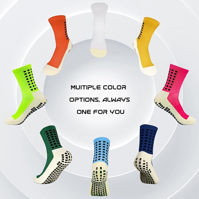 4-Pair Non-Slip Grip Socks for Men & Women - Football, Basketball, Soccer Sports Socks with Anti-Skid Technology