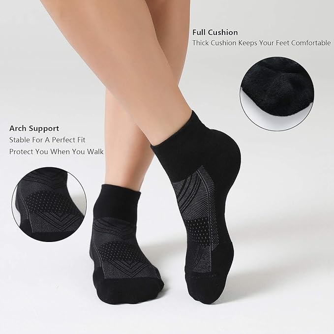 6-Pack Men's Cushioned Ankle Socks – Performance Athletic Running Socks