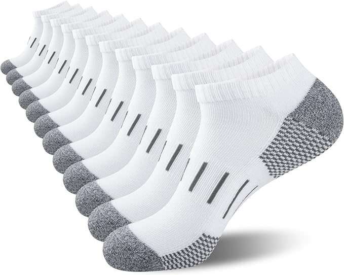 Men's Performance Ankle Socks 6-Pack - Moisture Wicking Running Socks with Cushion Support, Low Cut Athletic Socks for Sports & Gym