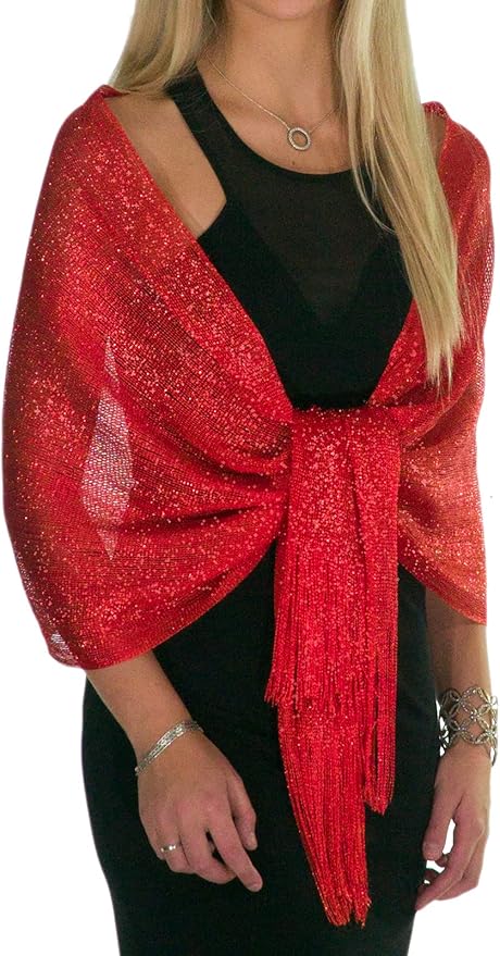 Elegant Metallic Glitter Shawl for Women – Sparkling Evening Wrap, Wedding Shawl Gift, Glamorous Party Accessory, Lightweight Dress Scarf (Gold/Silver)