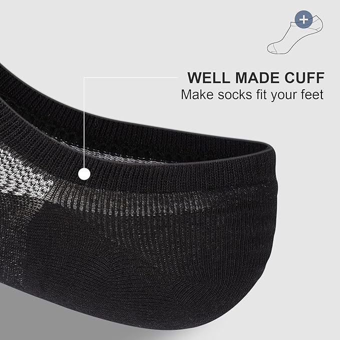 Men's No-Show Socks 6-Pack - Invisible Ankle Socks with Grip