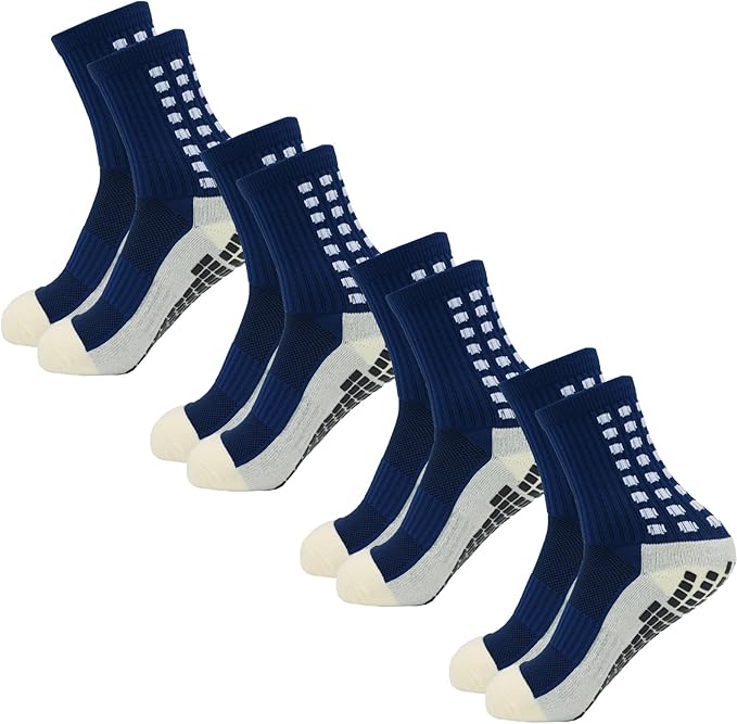 4-Pair Non-Slip Grip Socks for Men & Women - Football, Basketball, Soccer Sports Socks with Anti-Skid Technology