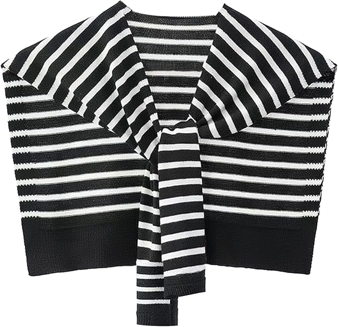 Women's Striped Knit Cardigan Wrap - Versatile Knotted Scarf Cape Fashion Shawl