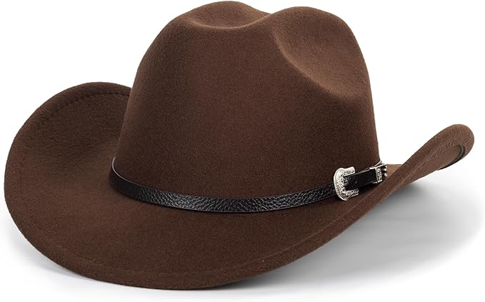 Western Cowboy Hat for Men & Women - Classic Roll-Up Fedora Style with Adjustable Leather Buckle Belt, Vintage Sun Hat for Outdoor, Rodeo, and Country Fashion