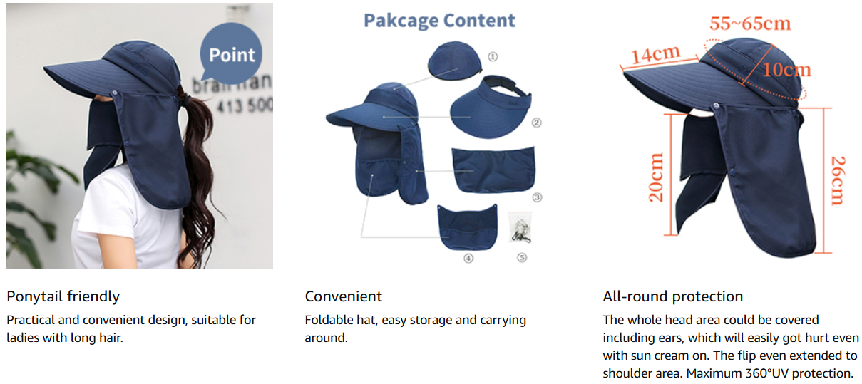 Wide Brim Sun Hat – Multifunctional UPF 50 Protection Bucket Fishing Hat Cap