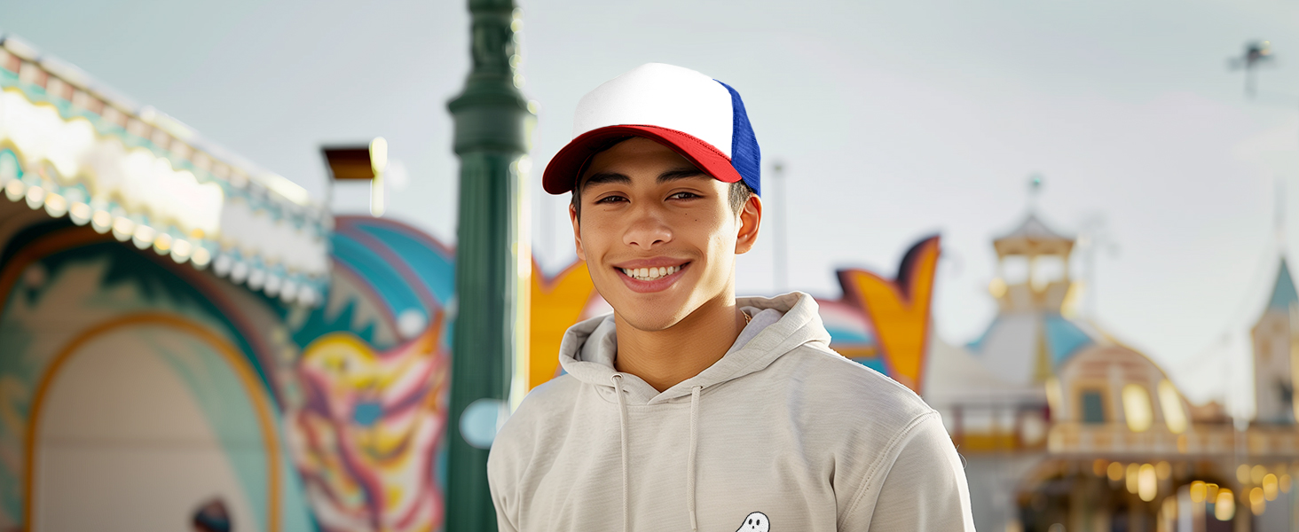 Two Tone Trucker Hat Summer Mesh Cap with Adjustable Snapback Strap