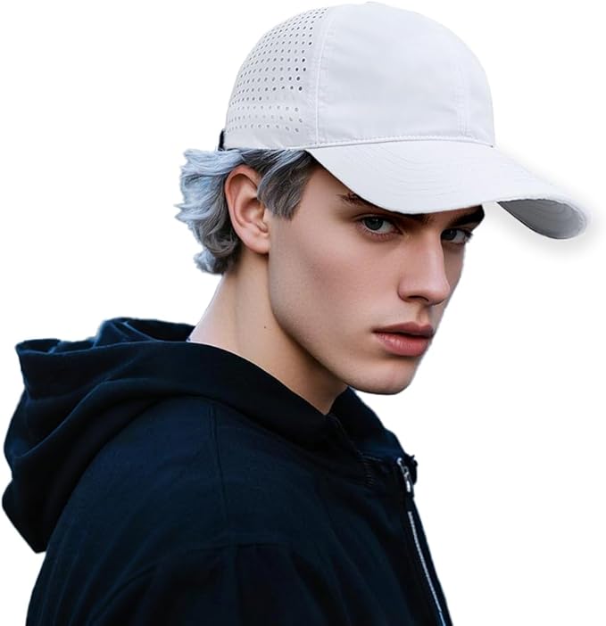 Men Quick Dry Baseball Cap Laser Cut Mesh Ball Curved Brim Snapback Hat