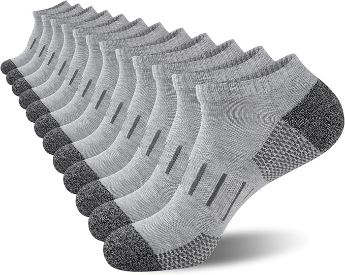 Men's Performance Ankle Socks 6-Pack - Moisture Wicking Running Socks with Cushion Support, Low Cut Athletic Socks for Sports & Gym