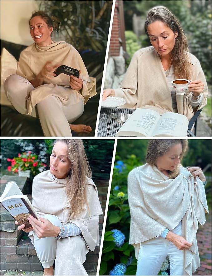 Elegant Knitted Poncho Wrap for Women – Cross Front Cape Sweater Topper, Cozy Winter Shawl for Fall & Winter, Oversized Soft Cardigan Alternative