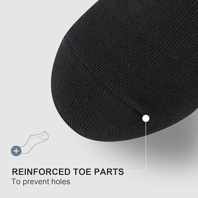 Men's No-Show Socks 6-Pack - Low Cut Ankle Socks with Non-Slip Grips, Breathable Cotton Casual Socks for Size 6-13