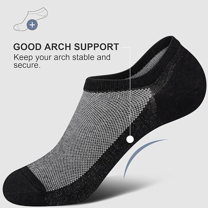 Men's No-Show Socks 6-Pack - Invisible Ankle Socks with Grip