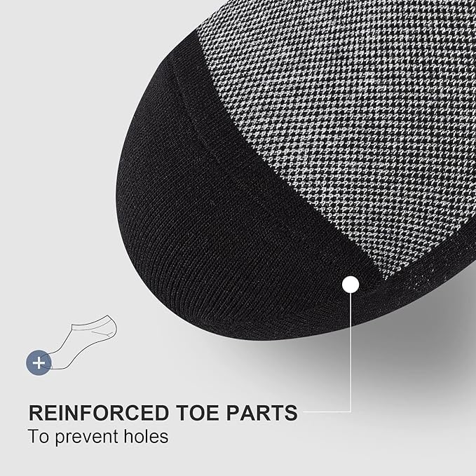 Men's No-Show Socks 6-Pack - Invisible Ankle Socks with Grip