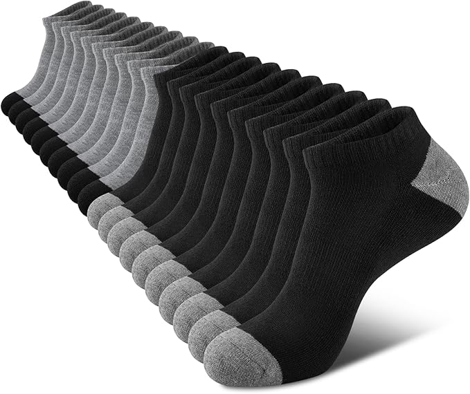 10-Pack Men's Cushioned Ankle Socks - Ultra Comfortable Low-Cut Breathable Everyday Socks