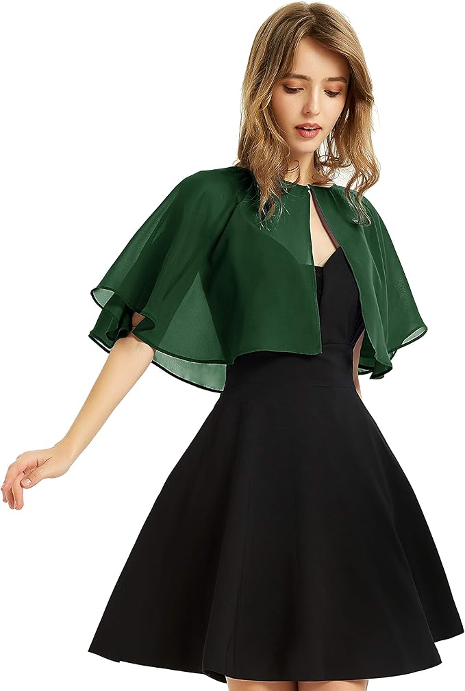 Women's Chiffon Shawl Wrap – Lightweight Wedding Cover Up, Evening Dress Bolero, Flapper Cape – Elegant for Parties & Special Occasions