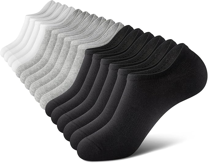 Men's No-Show Socks 6-Pack - Low Cut Ankle Socks with Non-Slip Grips, Breathable Cotton Casual Socks for Size 6-13