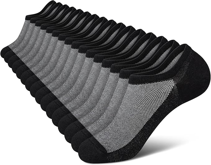 Men's No-Show Socks 6-Pack - Invisible Ankle Socks with Grip