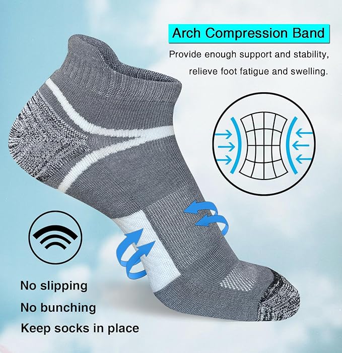 Men's Performance Athletic Socks 5-Pack - Cushioned Running Socks with Moisture-Wicking & Anti-Blister Technology