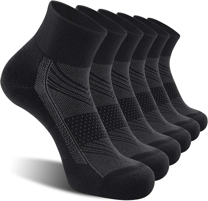 6-Pack Men's Cushioned Ankle Socks – Performance Athletic Running Socks
