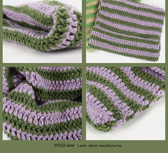 Women's Crochet Cat & Fox Beanies - Vintage Slouchy Grunge Hat, Soft Chunky Knit Beanie for Women, Cute Animal Ear Winter Hat