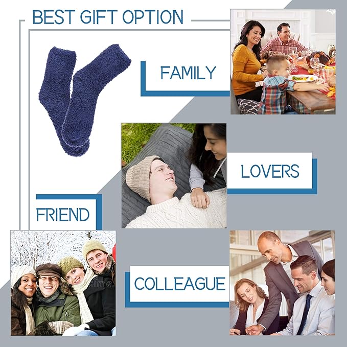 Men's Fuzzy Slipper Socks 2-Pack - Ultra Soft Fleece Lined Winter Warm Sleeping Socks, Cozy Fluffy Cabin Socks for Indoor Comfort