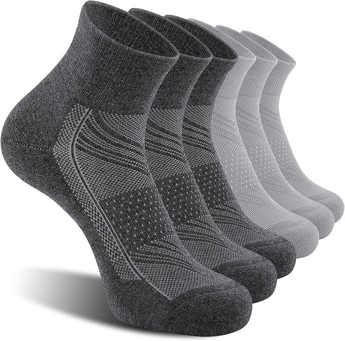 6-Pack Men's Cushioned Ankle Socks – Performance Athletic Running Socks