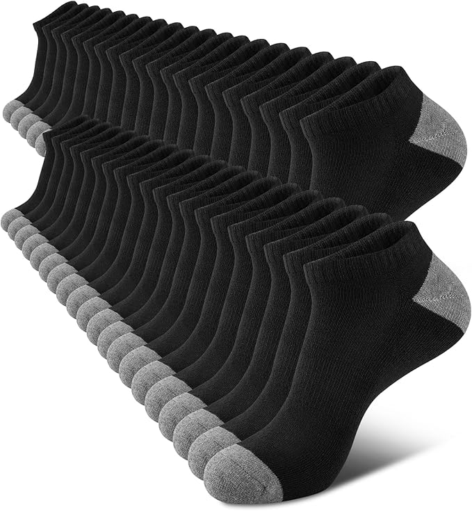 10-Pack Men's Cushioned Ankle Socks - Ultra Comfortable Low-Cut Breathable Everyday Socks