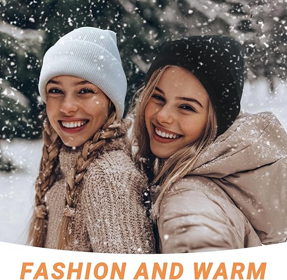 Unisex Winter Beanie Hats for Men & Women - Stretchy Knit Skull Cap, Soft Warm Fleece Lined Cold Weather Hat for Outdoor Activities