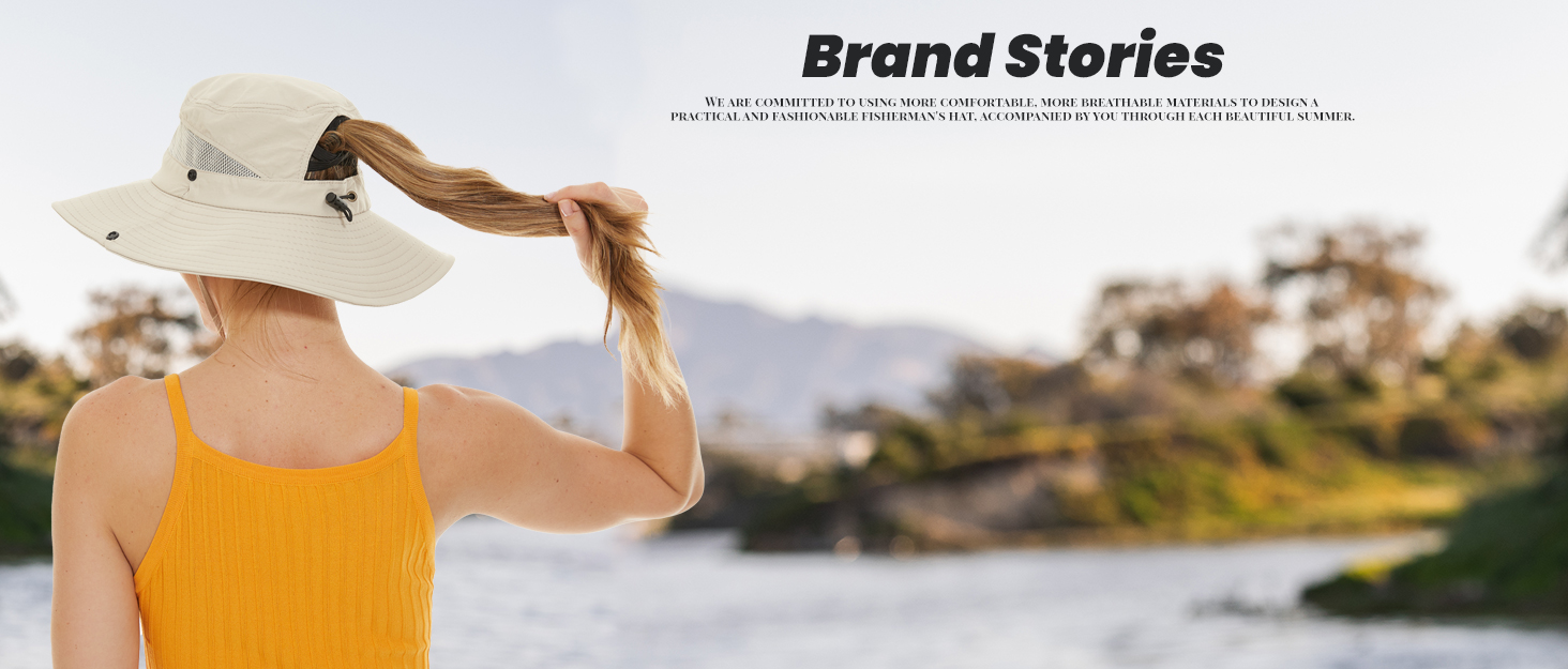 Sun Bucket Beach Hats for Women with Ponytail Hole,Sun Protection UV UPF50+ Waterproof Fishing Safari Hiking Hat