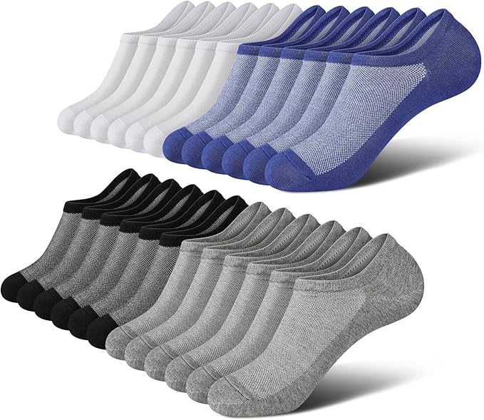 Men's No-Show Socks 6-Pack - Invisible Ankle Socks with Grip