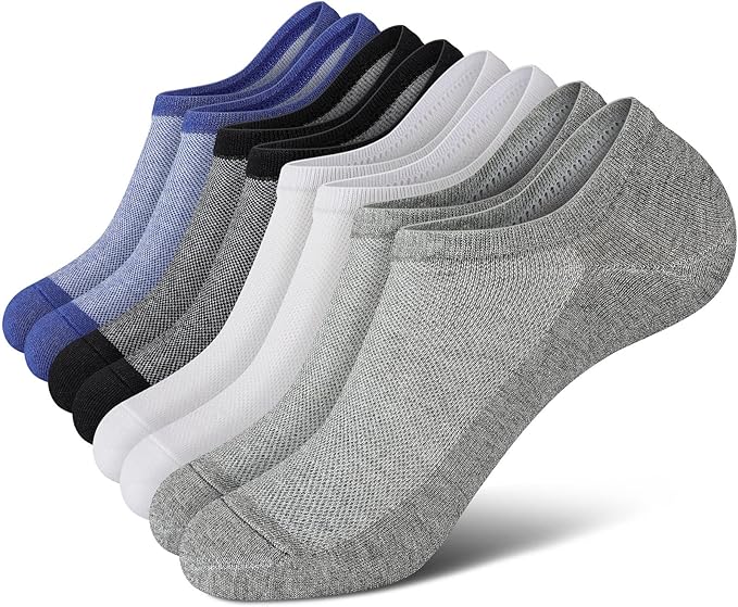 Men's No-Show Socks 6-Pack - Invisible Ankle Socks with Grip