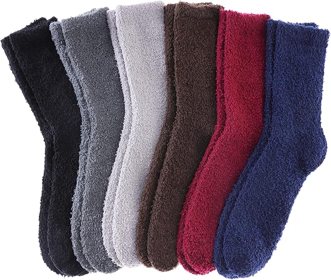 Men's Fuzzy Slipper Socks 2-Pack - Ultra Soft Fleece Lined Winter Warm Sleeping Socks, Cozy Fluffy Cabin Socks for Indoor Comfort