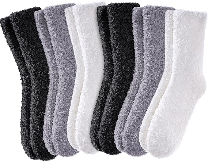 Men's Fuzzy Slipper Socks 2-Pack - Ultra Soft Fleece Lined Winter Warm Sleeping Socks, Cozy Fluffy Cabin Socks for Indoor Comfort