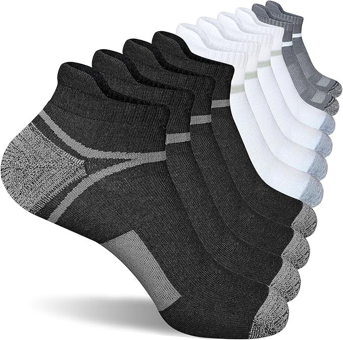Men's Performance Athletic Socks 5-Pack - Cushioned Running Socks with Moisture-Wicking & Anti-Blister Technology