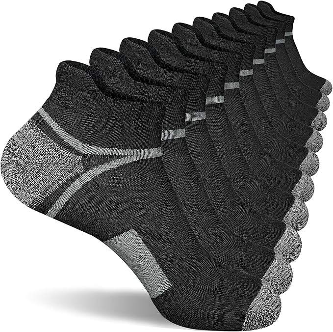 Men's Performance Athletic Socks 5-Pack - Cushioned Running Socks with Moisture-Wicking & Anti-Blister Technology