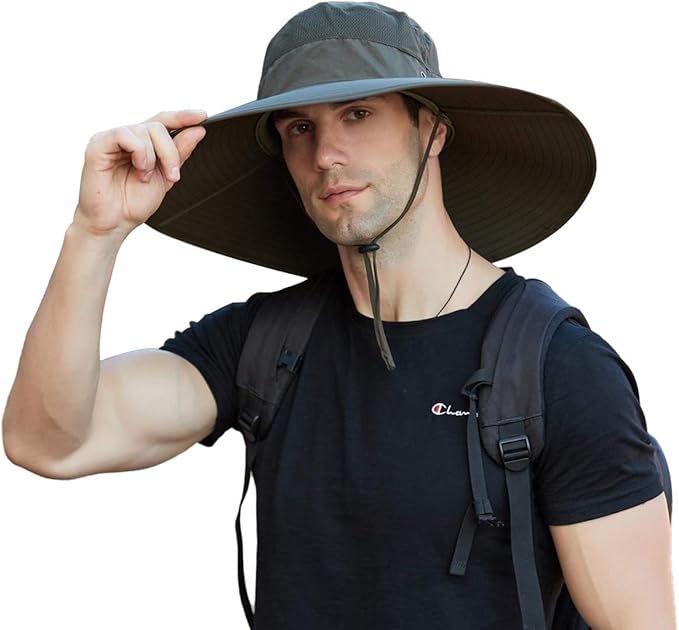 Wide Brim Bucket Hat UPF50+ Waterproof Sun Hat for Fishing Hiking Camping