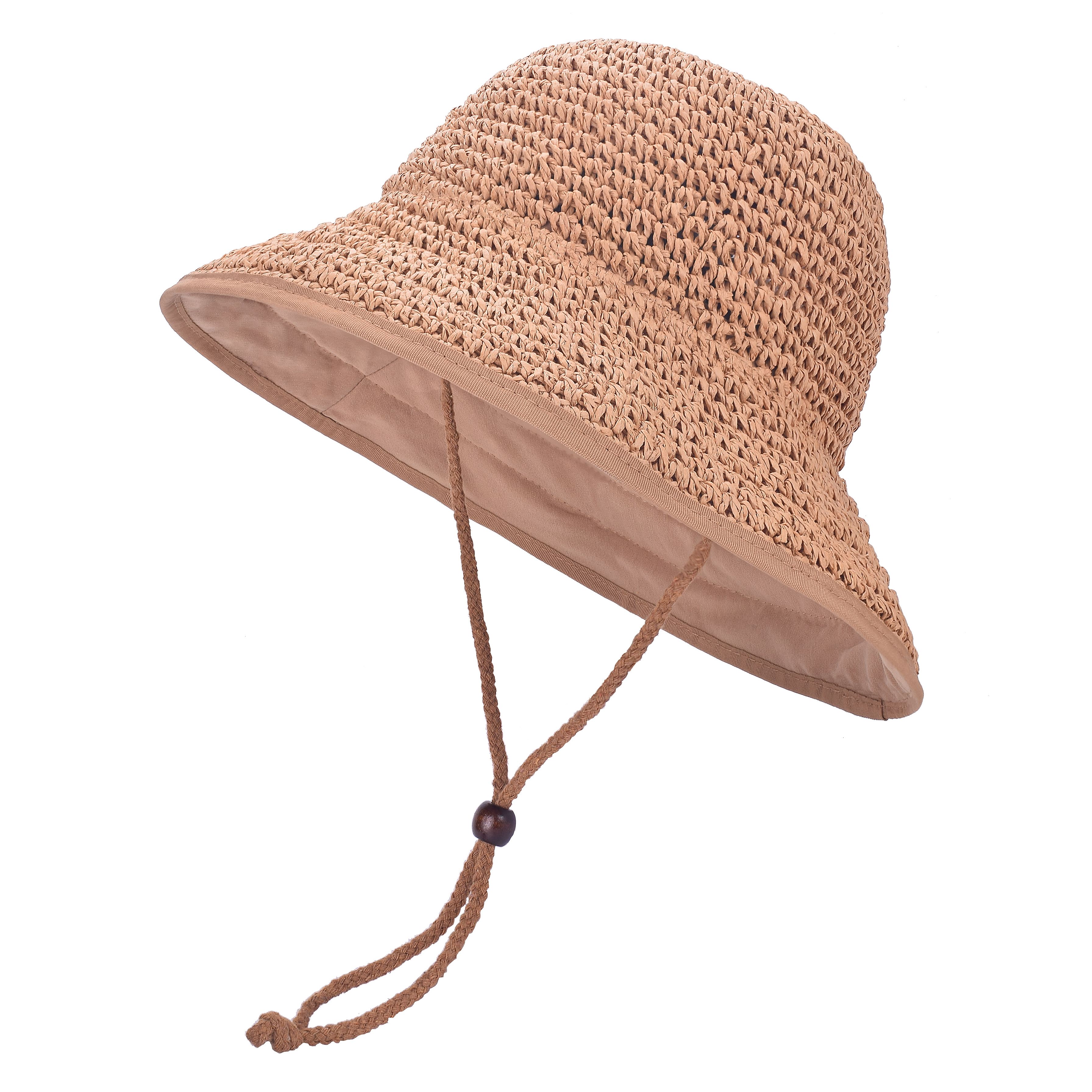 Women's Straw Sun Hat, Wide Brim Packable Bucket Hat for Summer Beach