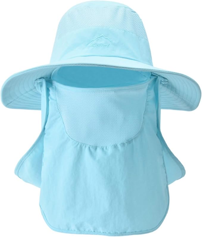 Fishing Hat for Men & Women, Outdoor UV Sun Protection Wide Brim Hat with Face Cover & Neck Flap