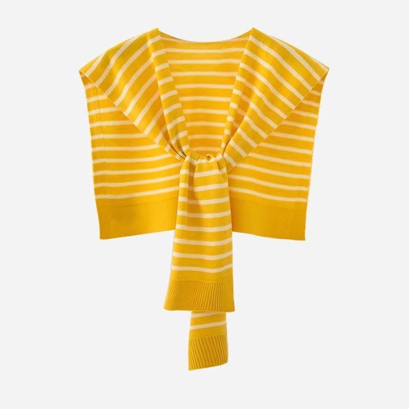 Women's Striped Knit Cardigan Wrap - Versatile Knotted Scarf Cape Fashion Shawl