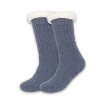 Men's Fuzzy Slipper Socks 2-Pack - Ultra Warm Fleece Lined Winter Socks with Non-Slip Grips, Thick Cozy Cabin Socks for Indoor/Outdoor Wear