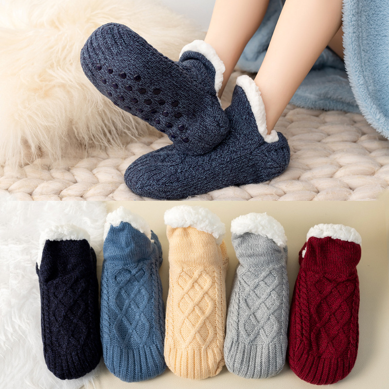 Unisex Fuzzy Slipper Socks 2-Pack - Ultra Soft Fleece Lined Warm Socks with Anti-Slip Grips for Indoor/Outdoor Wear (Men & Women)