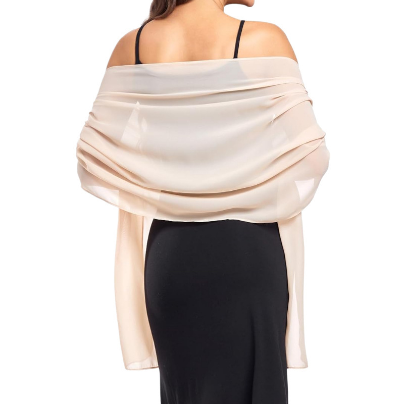 Elegant Chiffon Shawl Wrap for Women - Sheer Silk-Like Wedding Bridal Scarf, Soft Evening Dress Wrap for Special Occasions