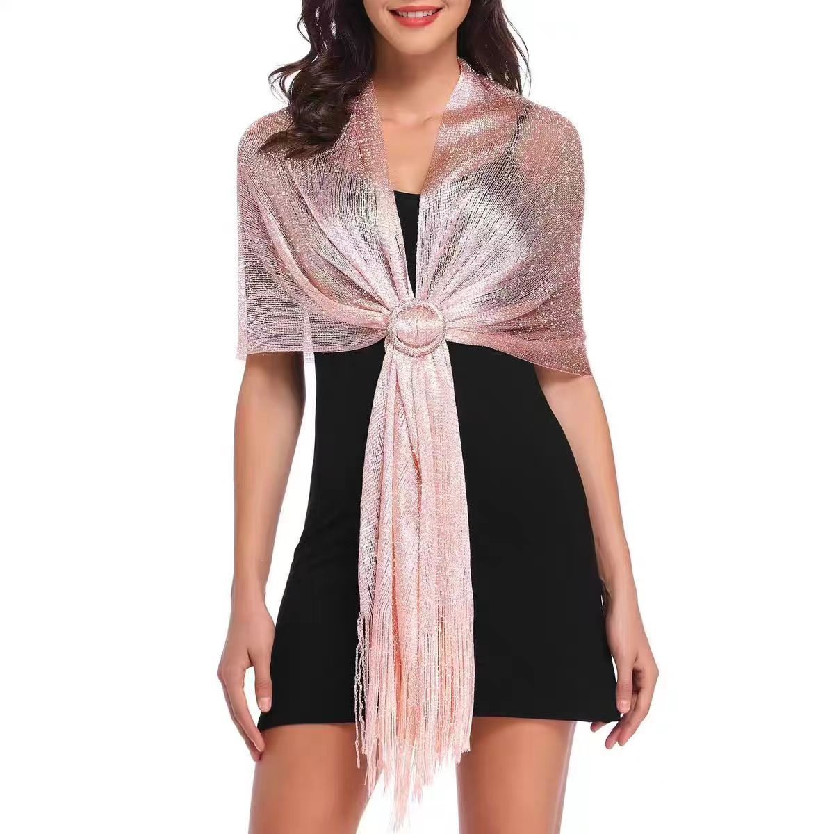 Elegant Metallic Glitter Shawl for Women – Sparkling Evening Wrap, Wedding Shawl Gift, Glamorous Party Accessory, Lightweight Dress Scarf (Gold/Silver)