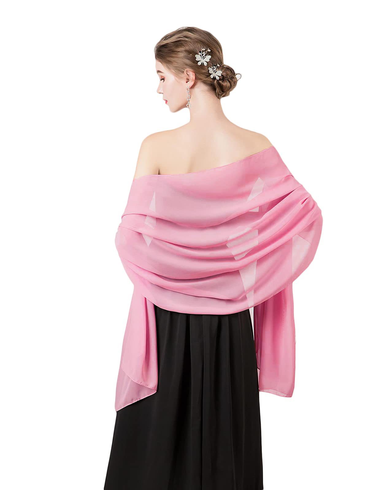 Elegant Chiffon Shawl Wrap for Women - Sheer Silk-Like Wedding Bridal Scarf, Soft Evening Dress Wrap for Special Occasions