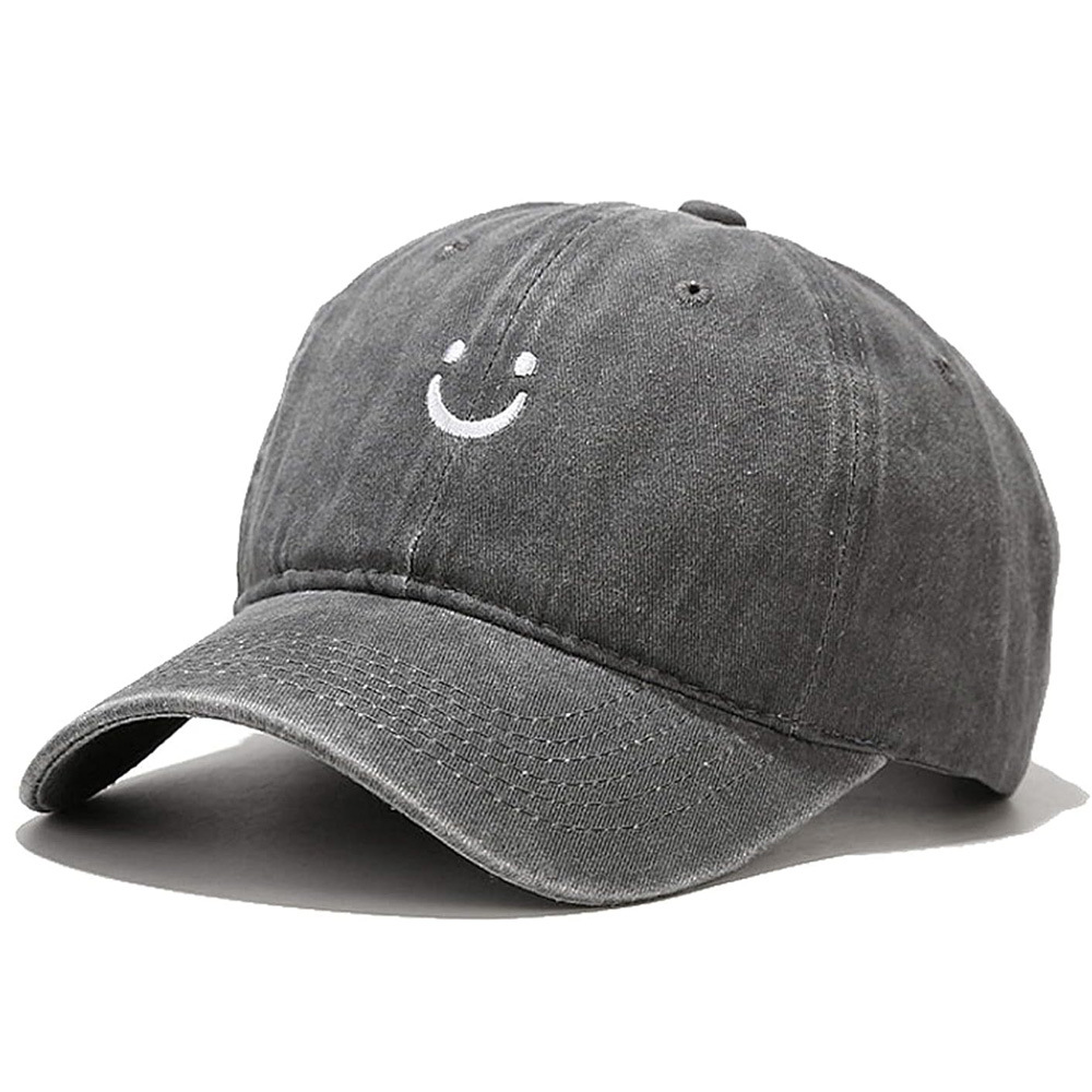Smiley Face Baseball Cap - Adjustable Low Profile Dad Hat for Women & Men, Unstructured Cotton Casual Snapback with Embroidered Design, Streetwear Fashion Cap