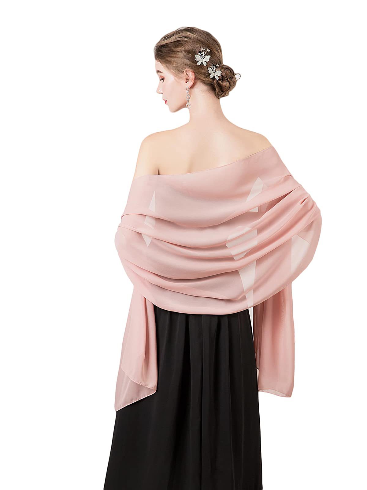 Elegant Chiffon Shawl Wrap for Women - Sheer Silk-Like Wedding Bridal Scarf, Soft Evening Dress Wrap for Special Occasions