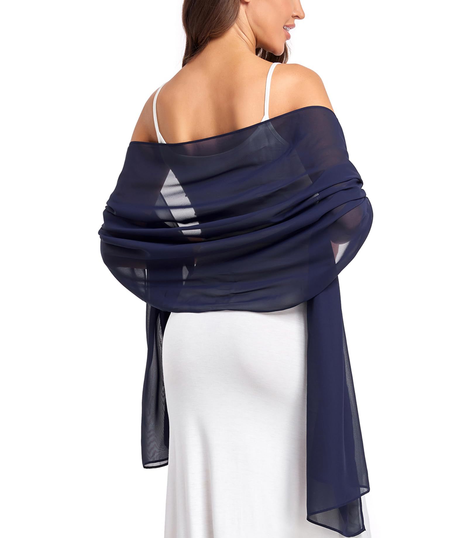 Elegant Chiffon Shawl Wrap for Women - Sheer Silk-Like Wedding Bridal Scarf, Soft Evening Dress Wrap for Special Occasions