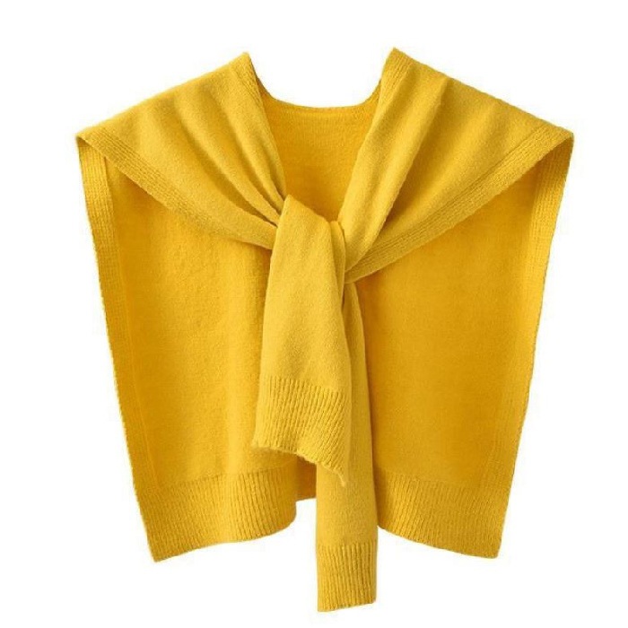 Women's Knitted Sweater Wrap - Versatile Knotted Shawl & Fashionable Cape Scarf for Travel, Casual & Office Wear