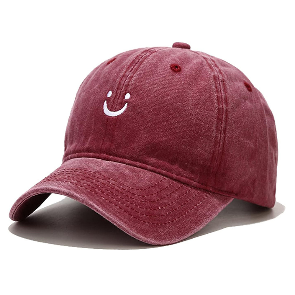 Smiley Face Baseball Cap - Adjustable Low Profile Dad Hat for Women & Men, Unstructured Cotton Casual Snapback with Embroidered Design, Streetwear Fashion Cap