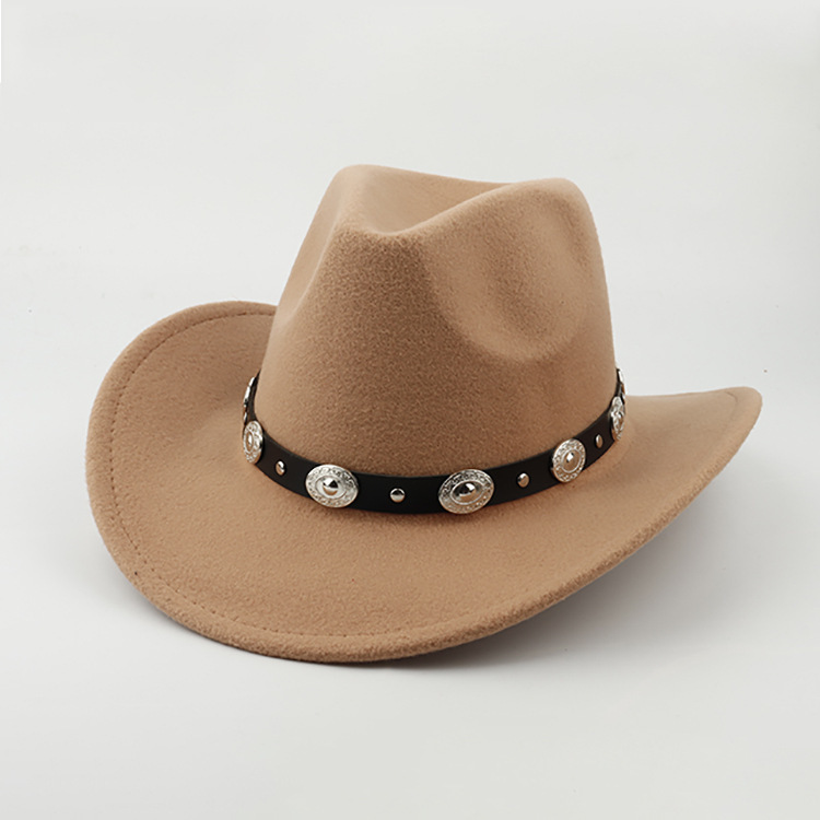 Women's Western Cowboy Hat - Studded Pinched Crown Fedora with Adjustable Buckle Belt, Wide Brim Sun Hat for Cowgirl, Rodeo, Country Music & Outdoor Fashion