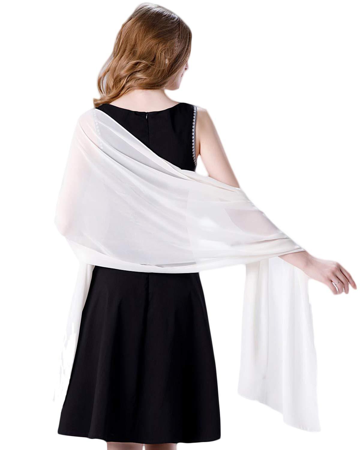 Elegant Chiffon Shawl Wrap for Women - Sheer Silk-Like Wedding Bridal Scarf, Soft Evening Dress Wrap for Special Occasions